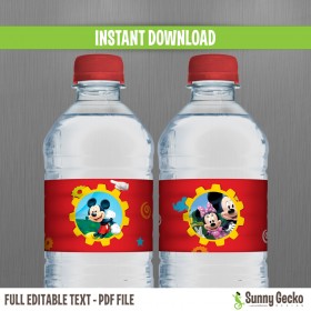 Mickey Mouse Clubhouse Birthday Bottle Labels or Napkin Rings